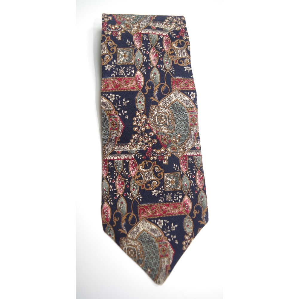The Metropolitan Museum of Art MET Mens Silk Tie Tapestry Floral Navy Red Gold